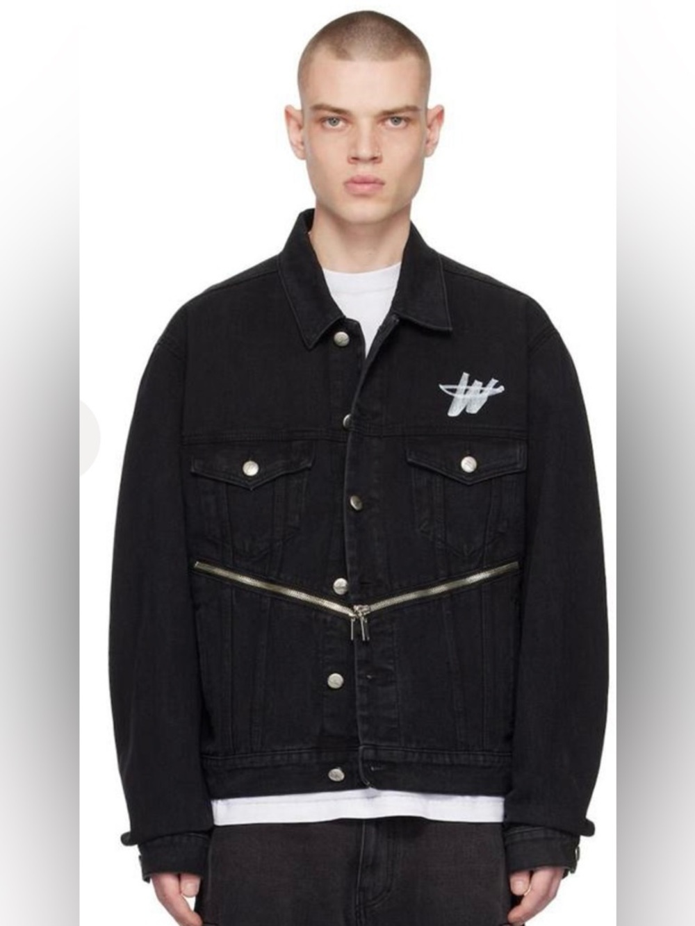 Welldone WD Logo Zipper Denim Trucker Jacket Black XL Unisex RARE